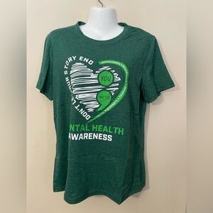 Sz M Dutut unisex crewneck ,short sleeve Green Mental Health Awareness T-Shirt